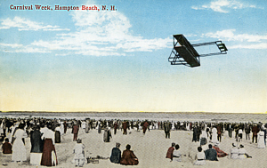 Biplane at Carnival Week, Hampton Beach. Postcard, Hampton Historical Society.