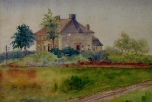 Moulton house, c. 1900 watercolor by Caroline Cutler. Hampton Historical Society.