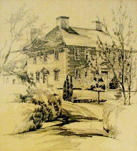Moulton House sketch by Cornelia Schoolcraft, 1938. Hampton Historical Society.